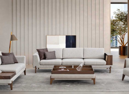 Living room Set 2x Sofa Armchair Coffee table Sofa set Sets Couches Furniture